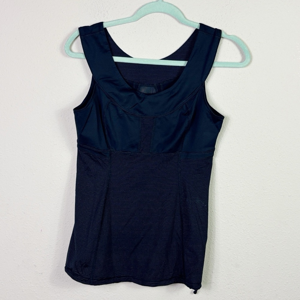 Lululemon Run Ta Ta Topper Tank Black - Built In Bra -Cinch Hem Size 8